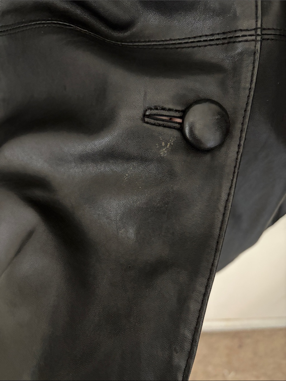 Covington Women's 16W 18W Black Genuine Leather Blazer Jacket Button Front Plus - Picture 9 of 9